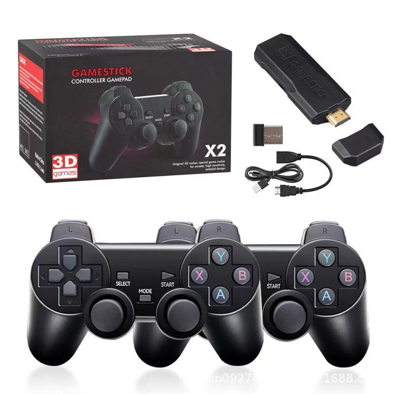 X2 nosztalgikus otthoni játékkonzol 64GB memóriával, vezeték nélküli kontrollerek, hűtőnyílások, HDMI 1080p, 3D klasszikus játékok