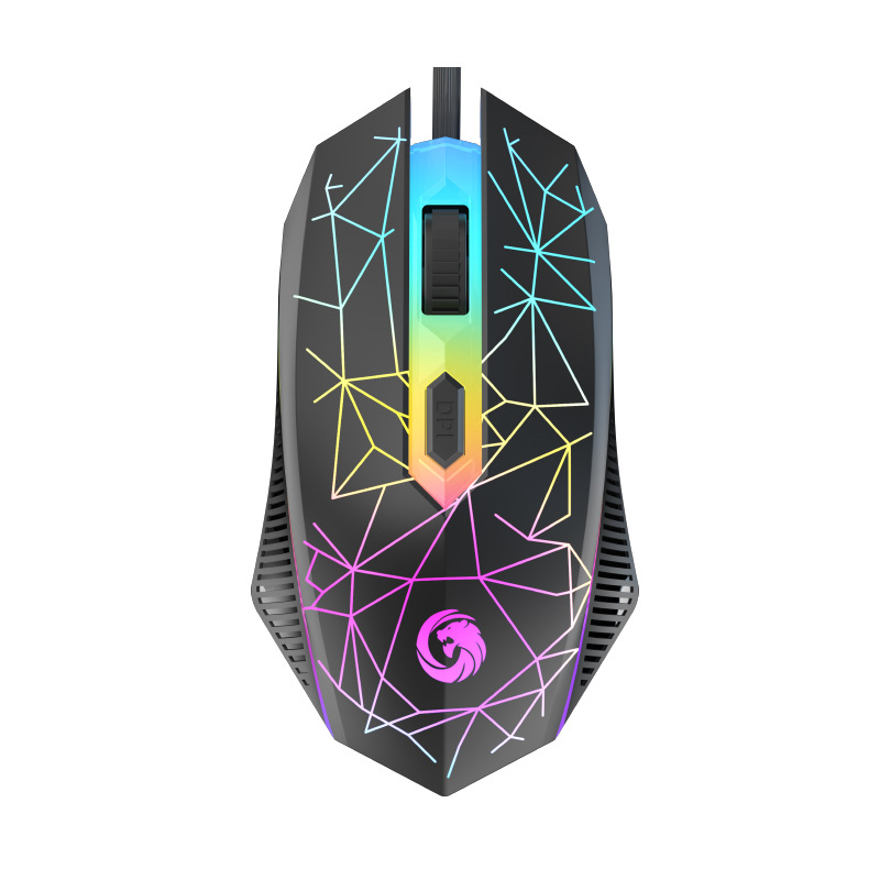 Vezetékes játék egér mechanikus érzetű, USB, 4 gomb, DPI 1600, 1,5 m kábel, méretek 120×67×38 mm, 68 g