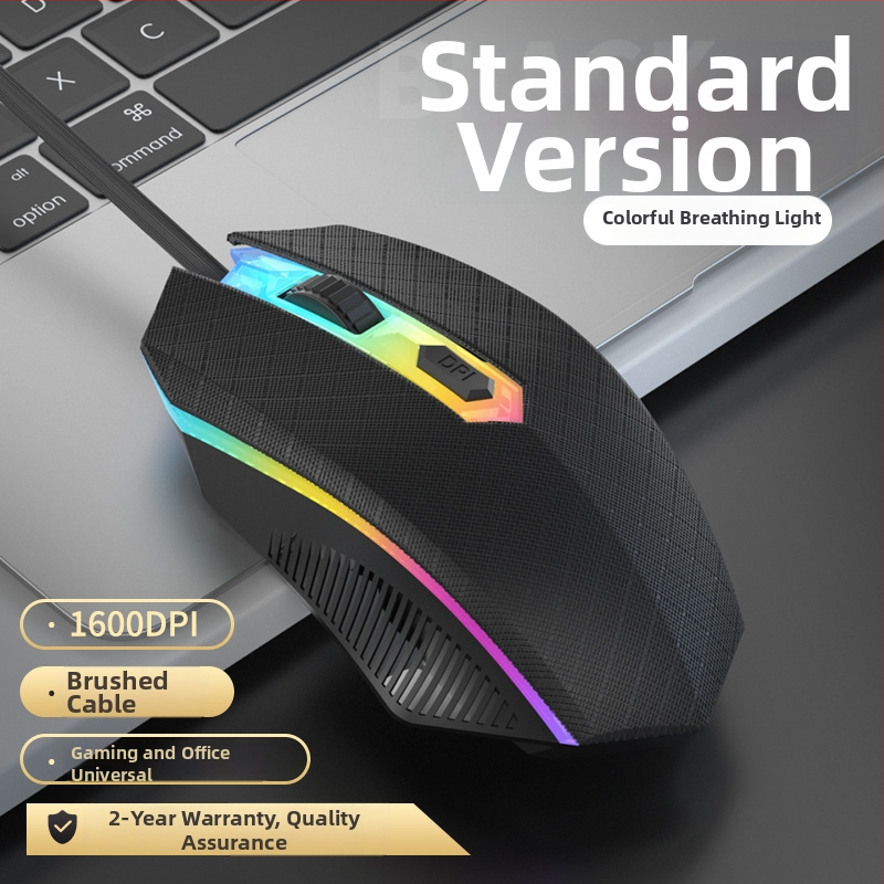 Vezetékes játék egér mechanikus érzetű, USB, 4 gomb, DPI 1600, 1,5 m kábel, méretek 120×67×38 mm, 68 g