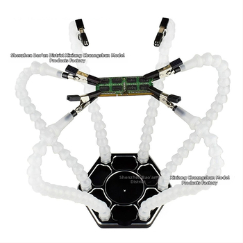 Hatkarú forrasztóállomás univerzálisan állítható munkapulttal, alumíniumötvözetből készült drónépítéshez és UAV‑áramköröket ellátó PCB‑k forrasztásához