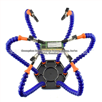 Hatkarú forrasztóállomás univerzálisan állítható munkapulttal, alumíniumötvözetből készült drónépítéshez és UAV‑áramköröket ellátó PCB‑k forrasztásához