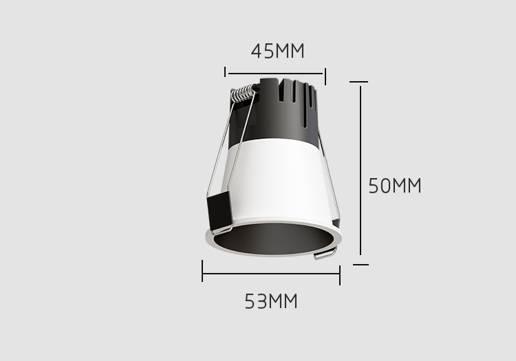 24V állandó feszültségű COB beépített downlight vitrinekhez, anti-glare, Ø75mm alumínium ház