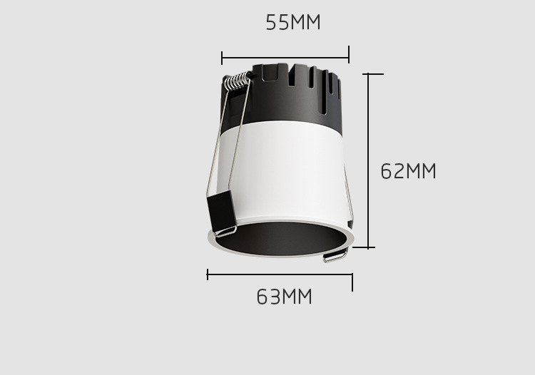 24V állandó feszültségű COB beépített downlight vitrinekhez, anti-glare, Ø75mm alumínium ház