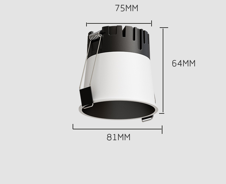 24V állandó feszültségű COB beépített downlight vitrinekhez, anti-glare, Ø75mm alumínium ház