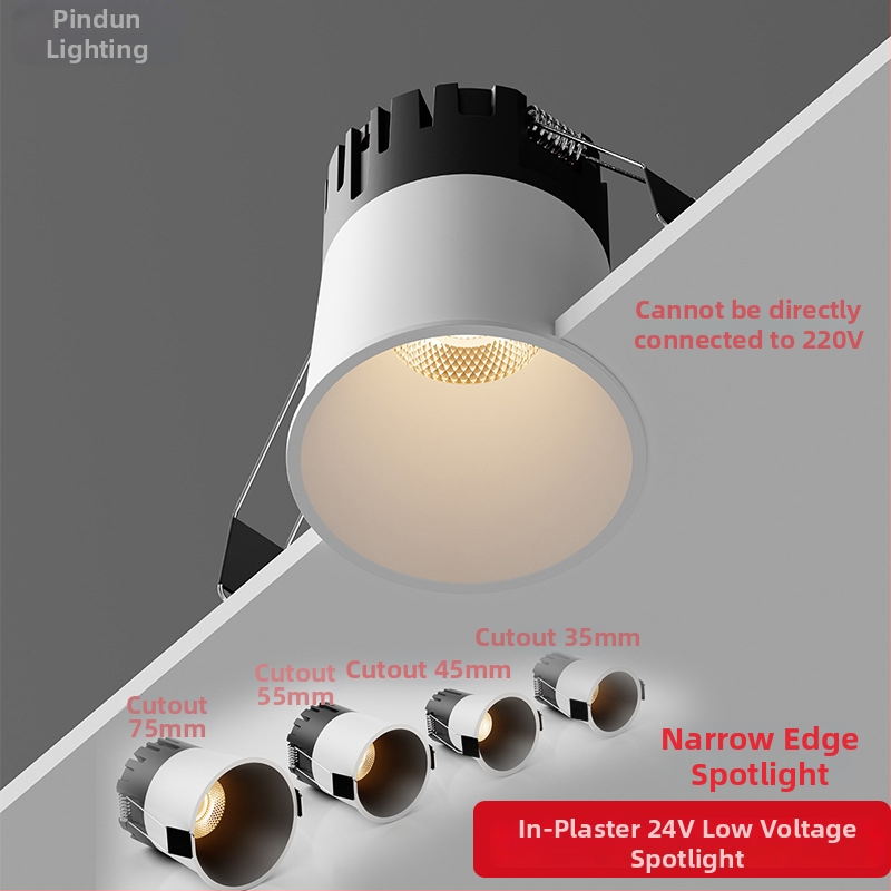 24V állandó feszültségű COB beépített downlight vitrinekhez, anti-glare, Ø75mm alumínium ház