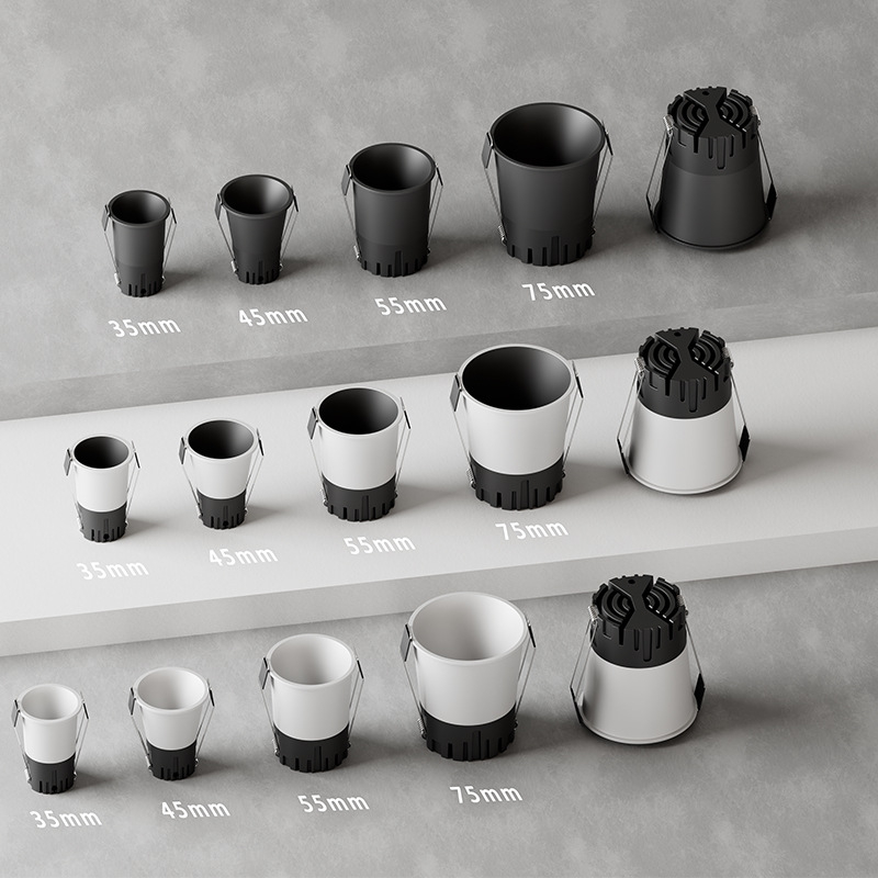 24V állandó feszültségű COB beépített downlight vitrinekhez, anti-glare, Ø75mm alumínium ház