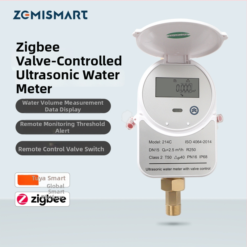 Graffiti Zigbee Okos Szelep Ultrahangos Vízmérő IP68 LCD Kijelző Víz Áramlása és Fogyasztás Mérése
