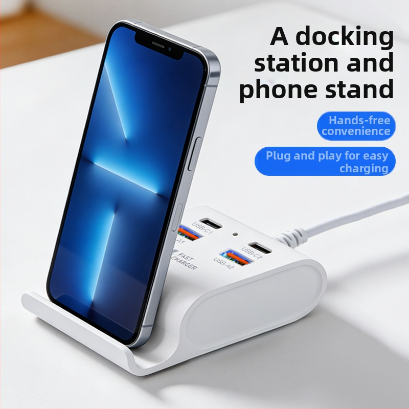 Nabíjací hub so 4 portami USB 3.1 a stojanom na telefón