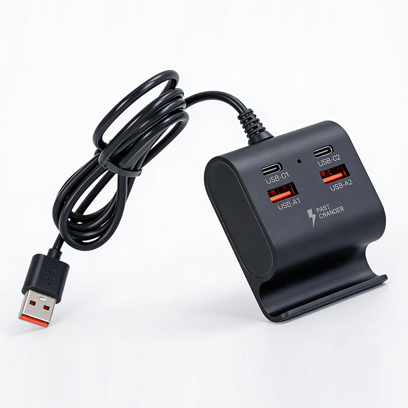 USB 3.1 4-poros töltő hub telefon-tartóval