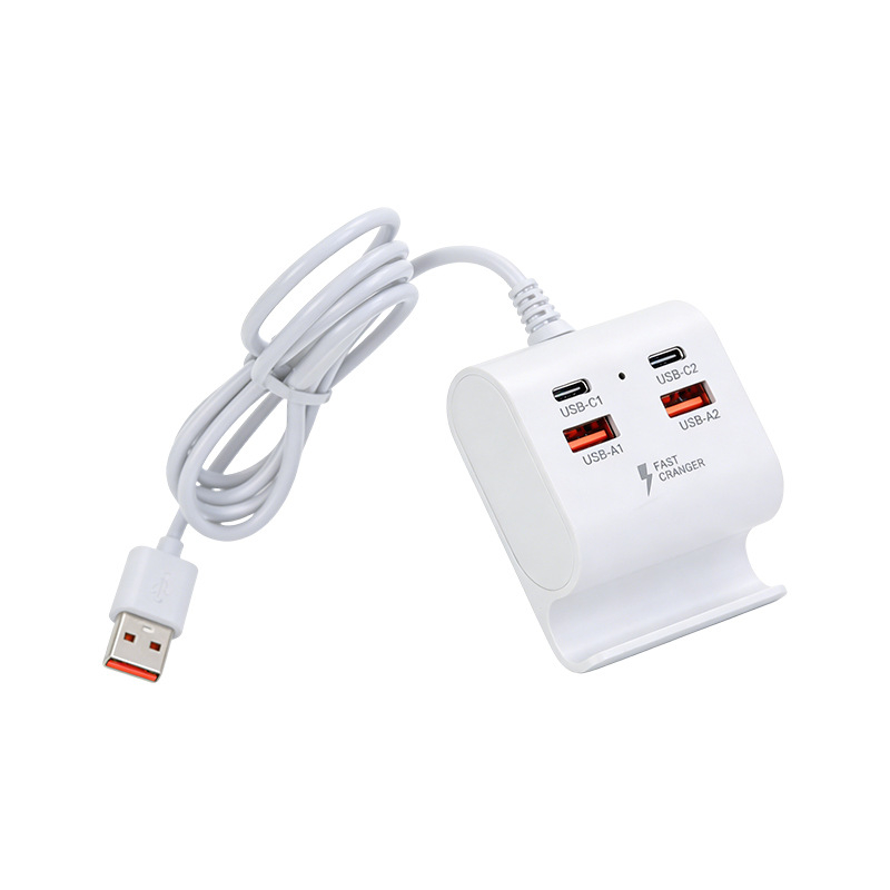USB 3.1 4-poros töltő hub telefon-tartóval