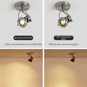 Ipari stílusú felületre szerelt LED spotok, Bauhaus retro fém állítható világítás kávézók és ruházati üzletek számára.