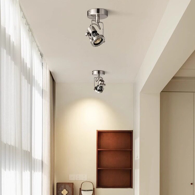 Ipari stílusú felületre szerelt LED spotok, Bauhaus retro fém állítható világítás kávézók és ruházati üzletek számára.