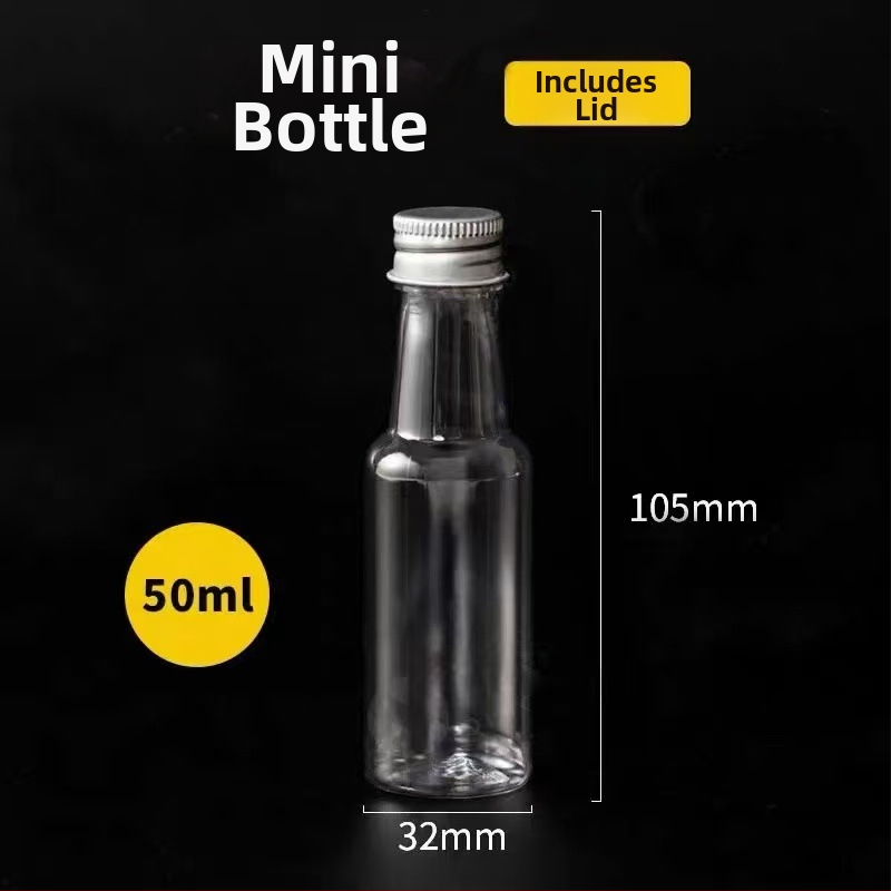 50 ml-es mini alkoholos üveg PET műanyagból, koktélhoz kis kapacitású üveg, kóstoló pohár, kreatív üveg