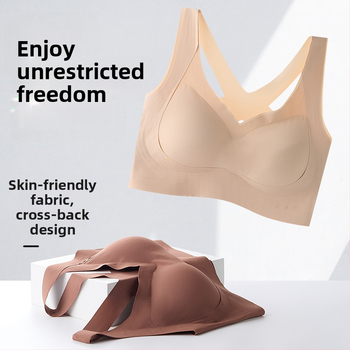 Sima, varrás nélküli push-up melltartó oldalsó fedéssel, szép hát, Ice Silk anyag, női jóga felső