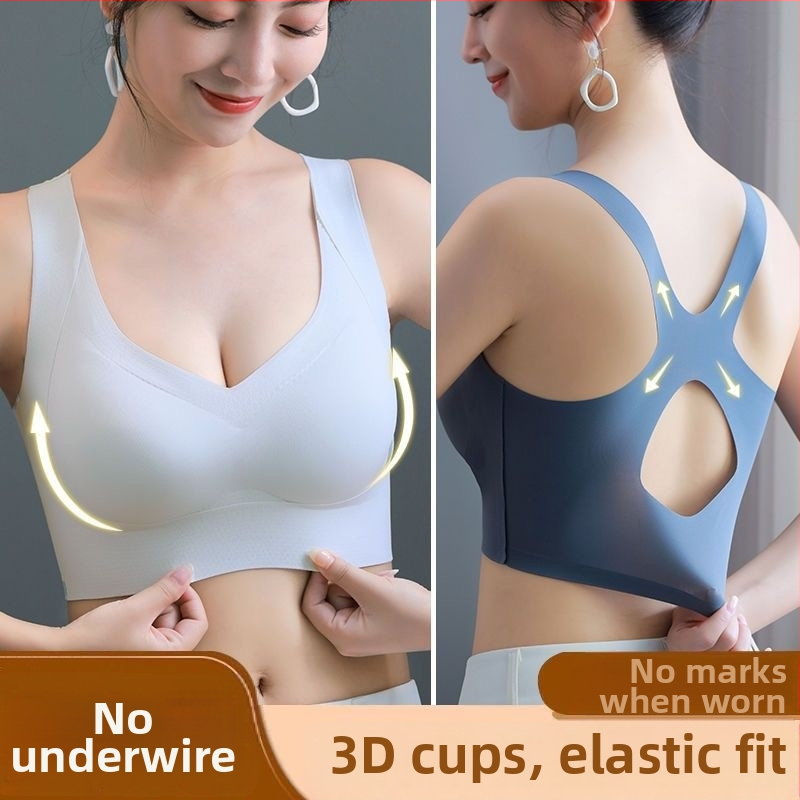 Sima, varrás nélküli push-up melltartó oldalsó fedéssel, szép hát, Ice Silk anyag, női jóga felső