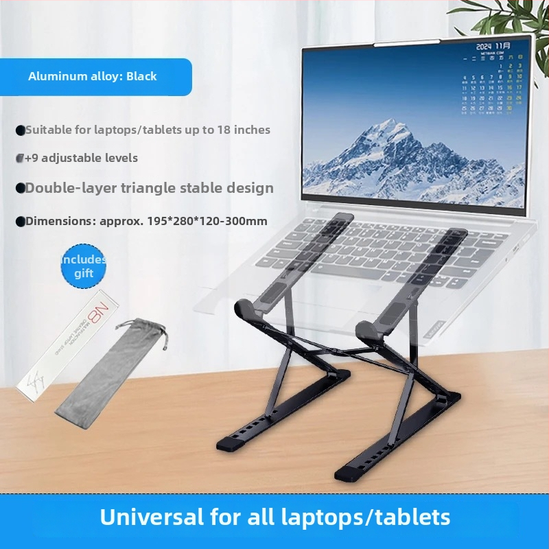 N8 laptopállvány – alumíniumötvözet, kétszintes hőelvezetés, állítható, összecsukható, hordozható