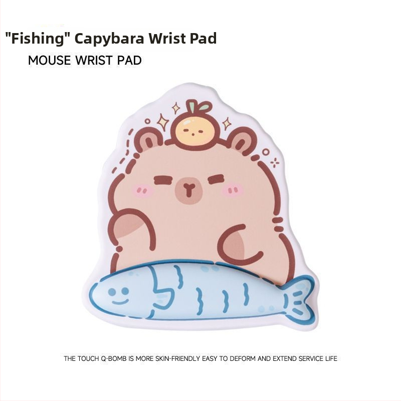Kapibara csuklótámasz egérpad memóriahab, aranyos cartoon dizájn, csúszásmentes asztali matrac