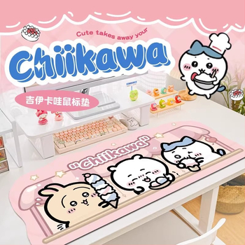 Cartoon Jiikawa asztali matrac, vízálló és olajálló felülettel, könnyen tisztítható, étkező- és irodai asztalhoz, egérpad és billentyűzetpad