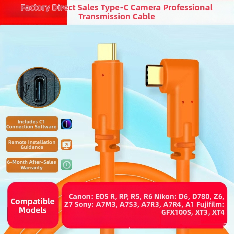 Sony A7M3, A7R3 és A7R4 fényképezőgépekhez USB Type-C kábel számítógéphez csatlakoztatáshoz, gyors adatátvitel