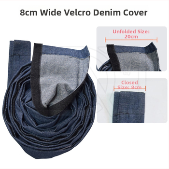 Denim hegesztőpisztoly védőhüvely Velcro-zárral – kopásálló, égésmentes védőréteg plazma vágó- és lézeres hegesztőkábelekhez