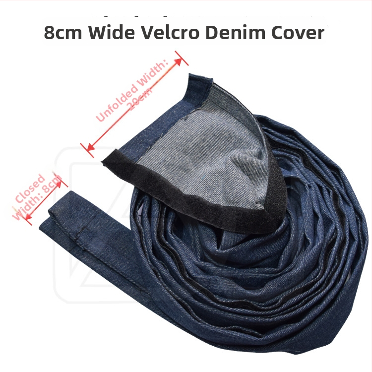 Denim hegesztőpisztoly védőhüvely Velcro-zárral – kopásálló, égésmentes védőréteg plazma vágó- és lézeres hegesztőkábelekhez