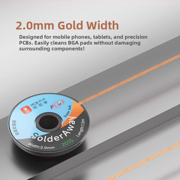 2,0 mm-es Ultra-soft Plus forrasztásmentesítő szalag hővezető képességgel a gyors forrasztásmentesítéshez és maradványok eltávolításához