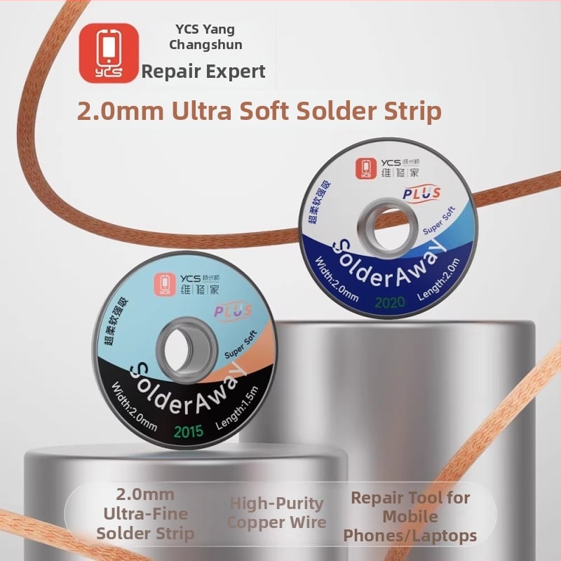 2,0 mm-es Ultra-soft Plus forrasztásmentesítő szalag hővezető képességgel a gyors forrasztásmentesítéshez és maradványok eltávolításához