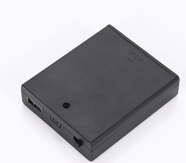 Fehér 4 AA-s elemtartó, 6V soros üzem, USB-kimenetű tápegység doboz játék LED-szalagokhoz