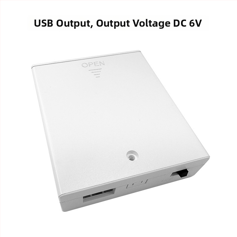 Fehér 4 AA-s elemtartó, 6V soros üzem, USB-kimenetű tápegység doboz játék LED-szalagokhoz