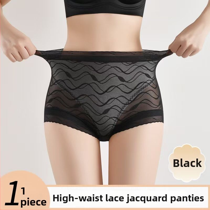 Női jacquard lélegző bugyi, magas derekú, hasat formáz és feneket emel, vékony, könnyű, varrat nélküli, belső pamut bélés.