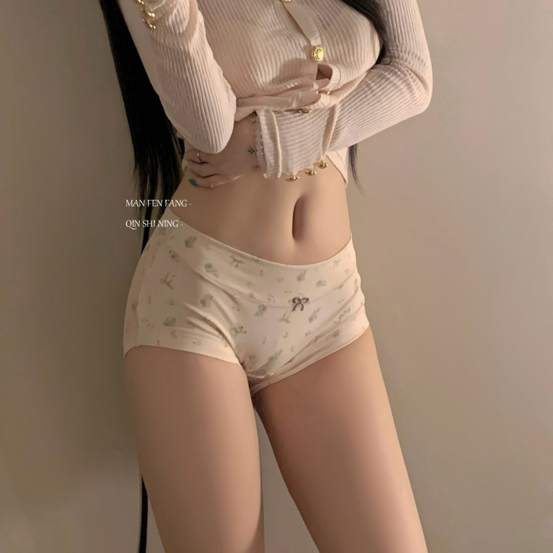 Honey Girl A-osztályú női pamut középmagasságú boxer brief, légáteresztő, antibakteriális, hosszított fazon, virágmintás