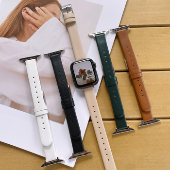 Valódi bőr szíj Apple Watch Series 5–9 és SE számára, puha és vékony, 14 mm interfész, kompatibil 38/40/42/44 mm