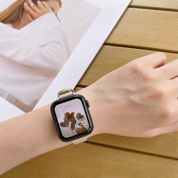 Valódi bőr szíj Apple Watch Series 5–9 és SE számára, puha és vékony, 14 mm interfész, kompatibil 38/40/42/44 mm