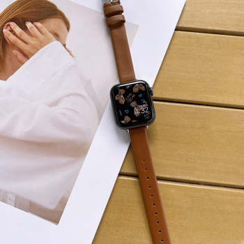 Valódi bőr szíj Apple Watch Series 5–9 és SE számára, puha és vékony, 14 mm interfész, kompatibil 38/40/42/44 mm