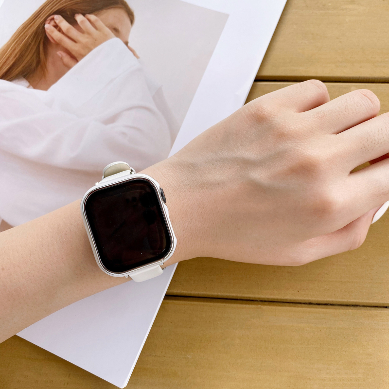 Valódi bőr szíj Apple Watch Series 5–9 és SE számára, puha és vékony, 14 mm interfész, kompatibil 38/40/42/44 mm