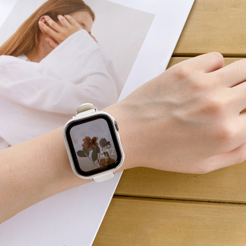 Valódi bőr szíj Apple Watch Series 5–9 és SE számára, puha és vékony, 14 mm interfész, kompatibil 38/40/42/44 mm