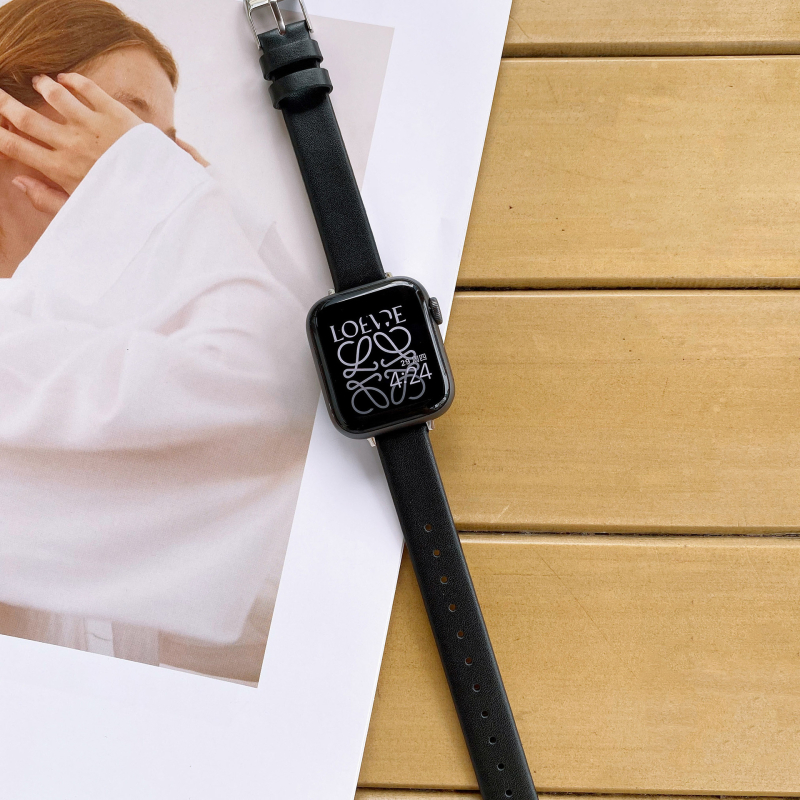 Valódi bőr szíj Apple Watch Series 5–9 és SE számára, puha és vékony, 14 mm interfész, kompatibil 38/40/42/44 mm