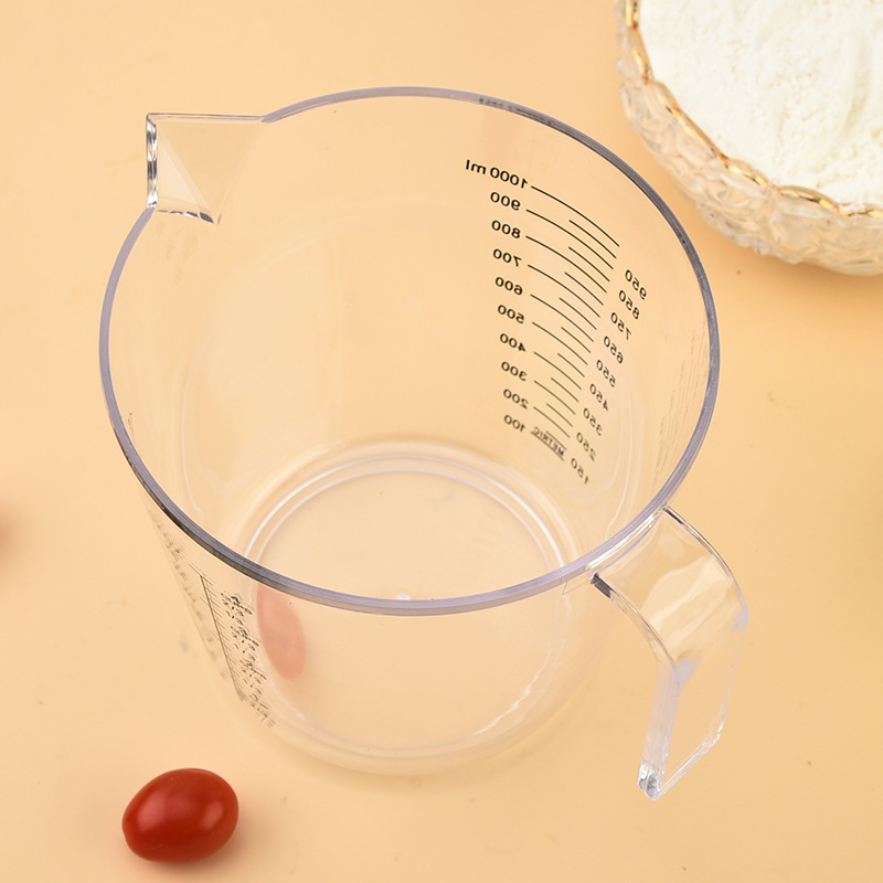 Átlátszó műanyag mérőedény skálával, konyhai használatra, 300/600/1000 ml, vastag PS anyagból