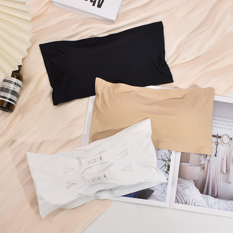 Váll nélküli Ice-Silk wrap-top, légáteresztő, átlátszatlan, csat-zár, sportos hát nélküli dizájn, varrat nélküli