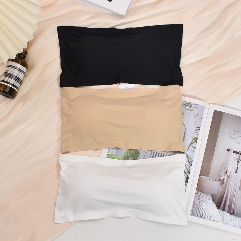 Váll nélküli Ice-Silk wrap-top, légáteresztő, átlátszatlan, csat-zár, sportos hát nélküli dizájn, varrat nélküli
