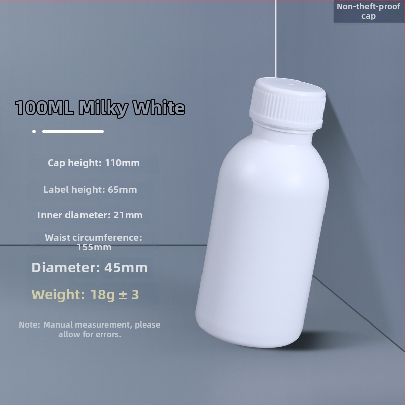 HDPE élelmiszer-minőségű reagáló palack, zárható mintavételi üveg, 100 ml, alkohollal oldható folyadékokhoz, műanyag palack