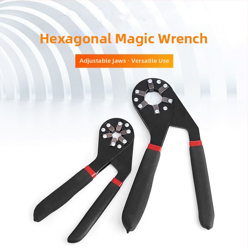 Magic Wrench 6-8 palcov – viacúčelový vonkajší imbusový kľúč, vysoko uhlíková oceľ, priemyselná kvalita, manuálne nastaviteľný
