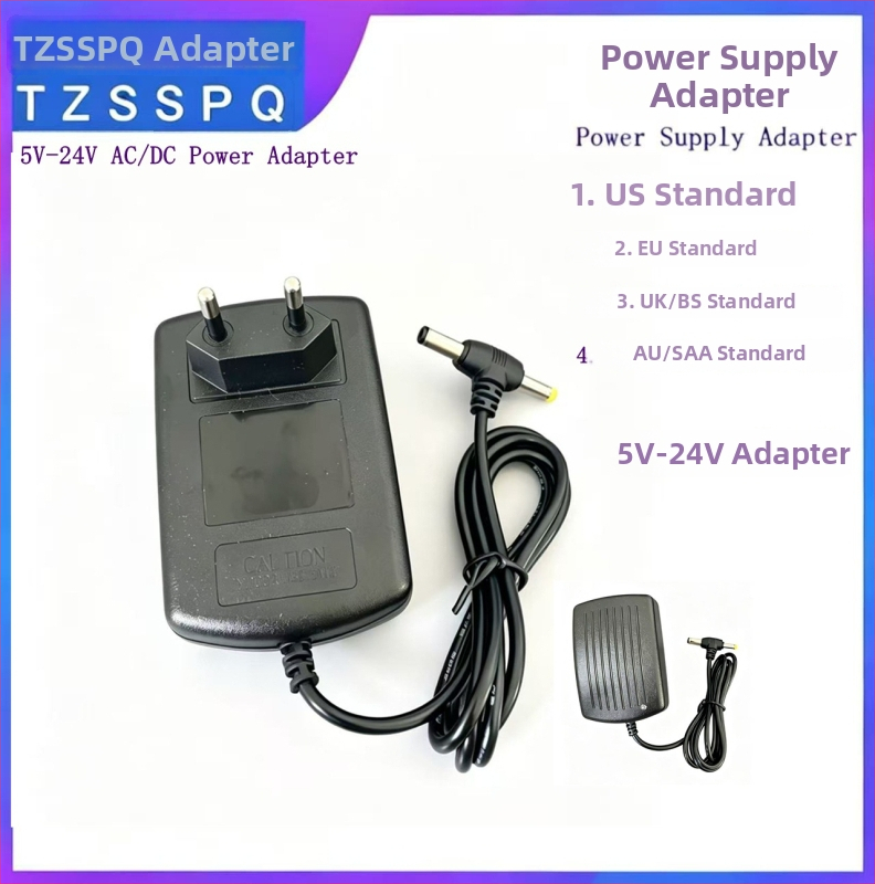 12V 2A kétfejű T-típusú tápegység, 9V 2A és 5V 2A kimenetek, töltő mobil DVD, audió és megfigyelő kamerákhoz