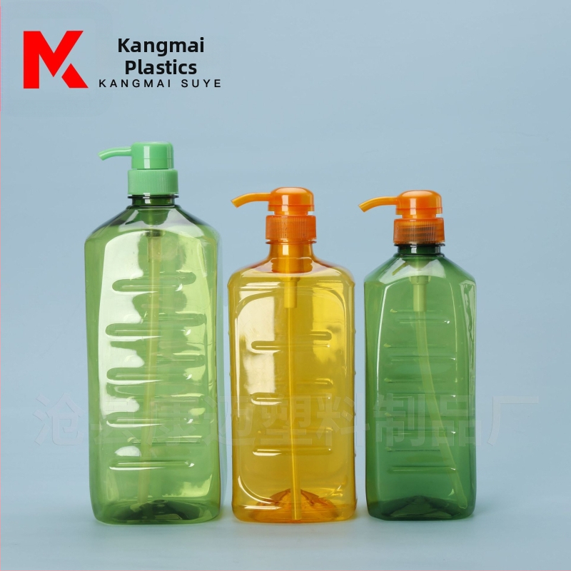 Zöld átlátszó megvastagított mosogatószer-üveg pumpával, 1 L és 750 ml kapacitású