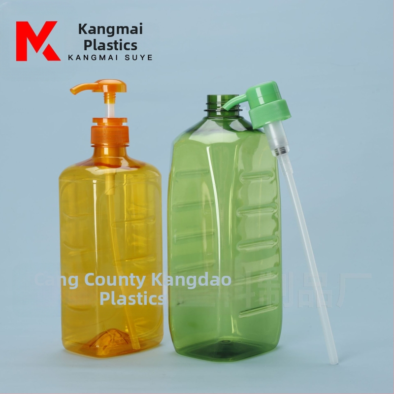 Zöld átlátszó megvastagított mosogatószer-üveg pumpával, 1 L és 750 ml kapacitású