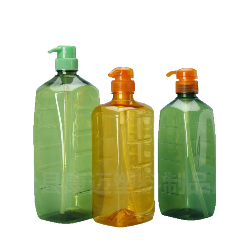 Zöld átlátszó megvastagított mosogatószer-üveg pumpával, 1 L és 750 ml kapacitású