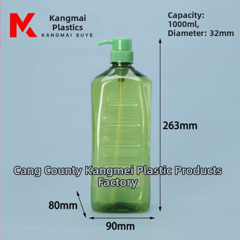 Zöld átlátszó megvastagított mosogatószer-üveg pumpával, 1 L és 750 ml kapacitású
