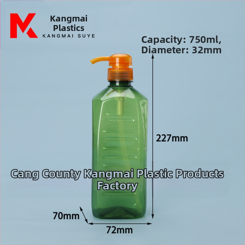 Zöld átlátszó megvastagított mosogatószer-üveg pumpával, 1 L és 750 ml kapacitású