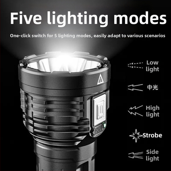 8‑magos LED zseblámpa, ultranagy fényerő, vészhelyzetre, kültéri és otthoni használatra, hordozható, hosszú hatótávolságú, munkalámpa, járőr, újratölthető