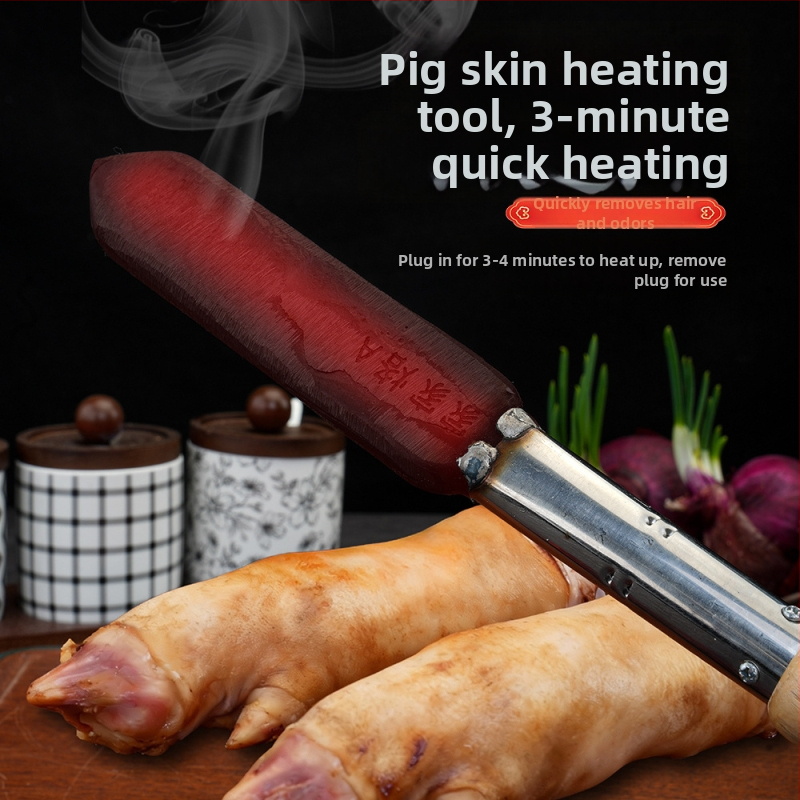 Elektrické opaľovacie železo na bravčovú srsť, kožu a mäso; nástroj na spracovanie mäsa